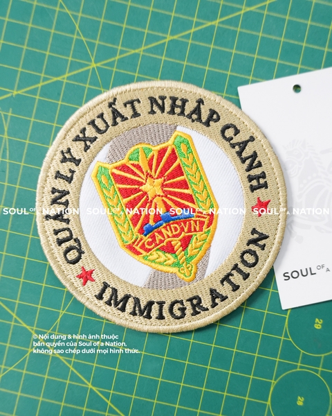 Patch thêu hình tròn Quản Lý Xuất Nhập Cảnh Mẫu 2 theo yêu cầu