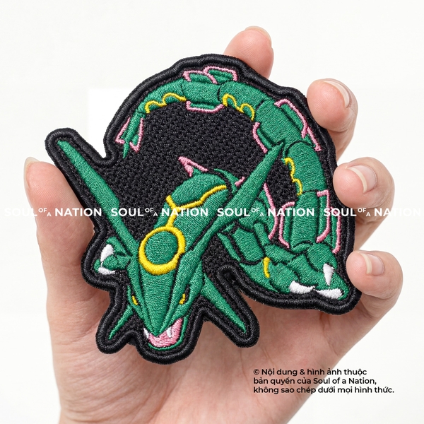 Patch thêu hình ôm viền có velcro Rồng Xanh theo yêu cầu