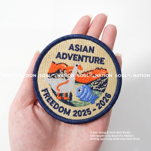 Patch thêu hình tròn Ngỗng và Cá Asian Adventure theo yêu cầu