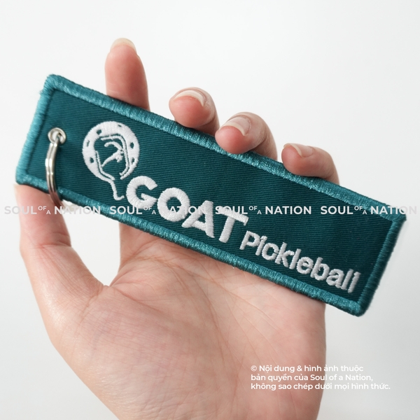 Móc khoá thêu hình chữ nhật GOAT Pickleball theo yêu cầu