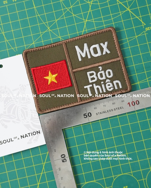 Patch thêu hình chữ nhật Max, Bảo Thiên theo yêu cầu