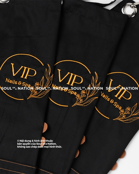 Dự án Tạp dề đồng phục thêu Vip Nail & Spa theo yêu cầu