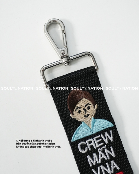 Móc khóa thêu hình chữ nhật Crew Mẫn VNA theo yêu cầu