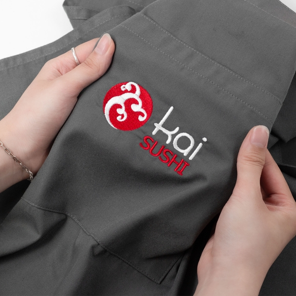 Dự án Tạp dề đồng phục thêu Kai Sushi theo yêu cầu