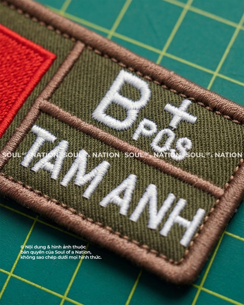 Patch thêu hình chữ nhật Tên và Nhóm Máu theo yêu cầu
