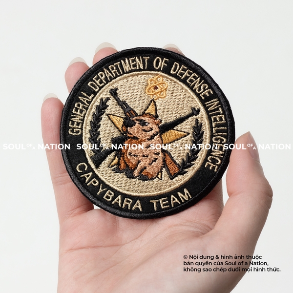 Patch thêu hình tròn Capybara theo yêu cầu