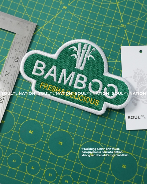 Patch thêu hình ôm viền BAMBOO theo yêu cầu