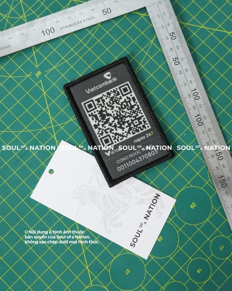 Patch thêu hình chữ nhật Mã QR Vietcombank theo yêu cầu