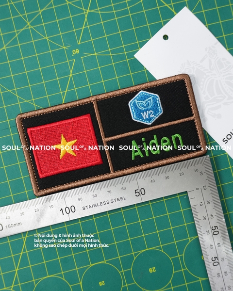 Patch thêu hình chữ nhật Aiden theo yêu cầu