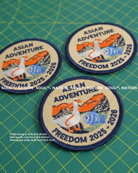 Patch thêu hình tròn Ngỗng và Cá Asian Adventure theo yêu cầu