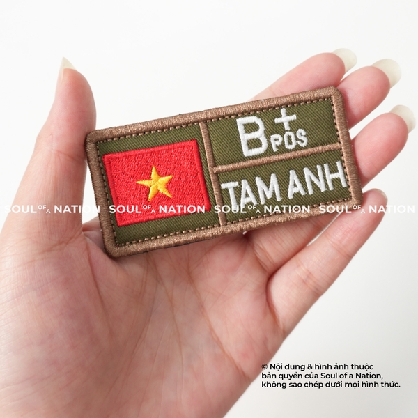 Patch thêu hình chữ nhật Tên và Nhóm Máu theo yêu cầu