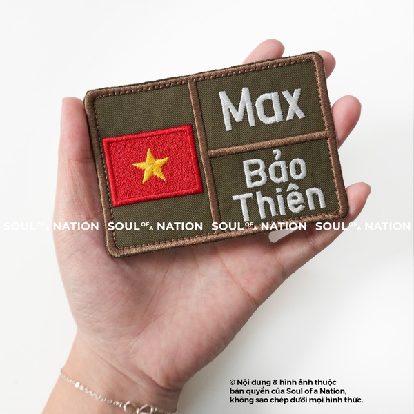 Patch thêu hình chữ nhật Max, Bảo Thiên theo yêu cầu