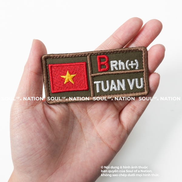 Patch thêu hình chữ nhật Nhóm máu TUAN VU theo yêu cầu
