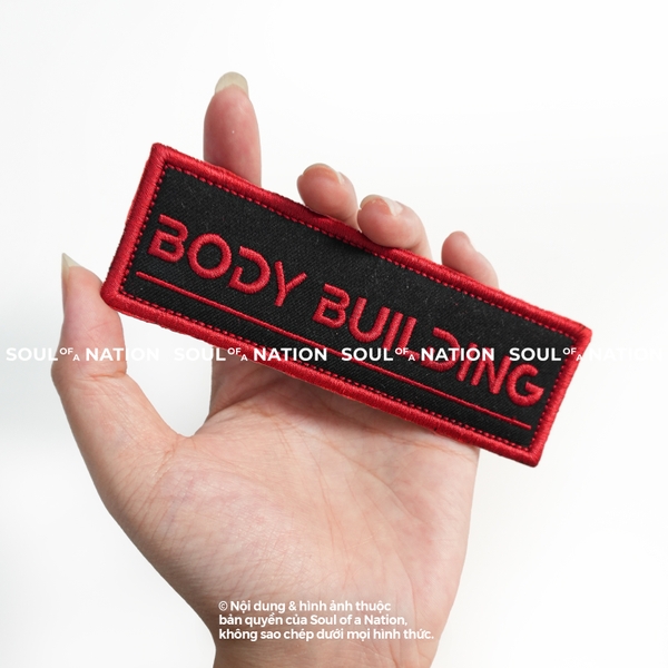 Patch thêu hình chữ nhật BODY BUILDING theo yêu cầu