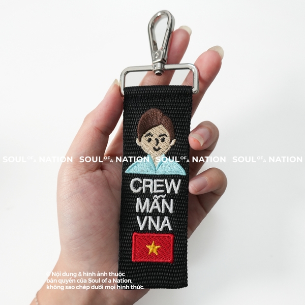 Móc khóa thêu hình chữ nhật Crew Mẫn VNA theo yêu cầu