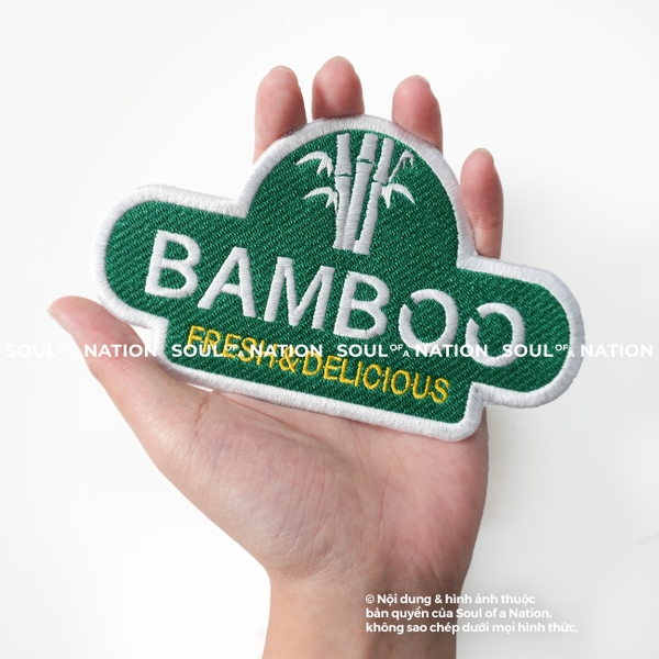 Patch thêu hình ôm viền BAMBOO theo yêu cầu