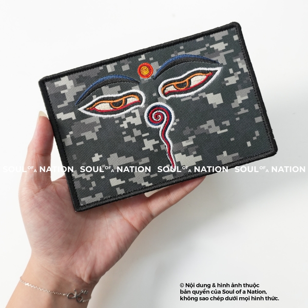 Patch thêu hình chữ nhật Đôi mắt Camo theo yêu cầu