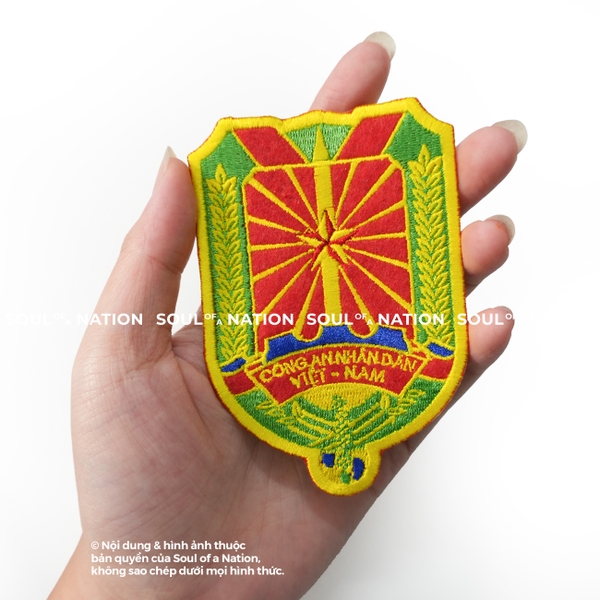 Patch thêu hình ôm viền Công an nhân dân Việt Nam theo yêu cầu