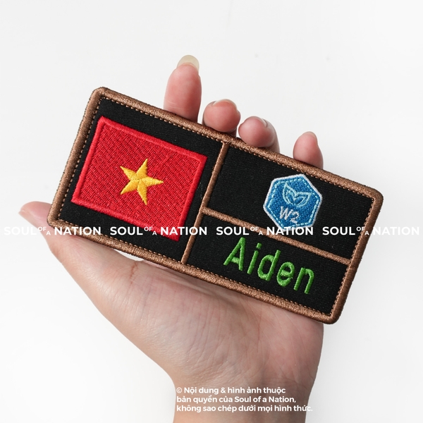 Patch thêu hình chữ nhật Aiden theo yêu cầu