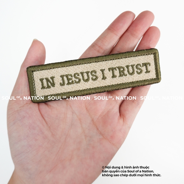 Patch thêu hình chữ nhật IN JESUS I TRUST theo yêu cầu