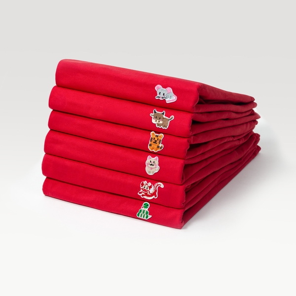 Áo Thun - Thêu 12 Con Giáp Cute Đỏ
