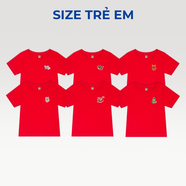 Áo Thun Trẻ Em - Thêu 12 Con Giáp Cute Đỏ