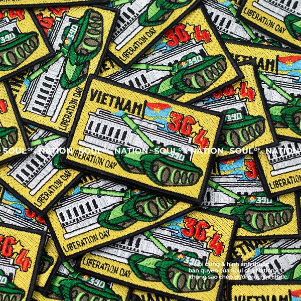 Patch thêu hình chữ nhật Giải Phóng 30/4 theo yêu cầu