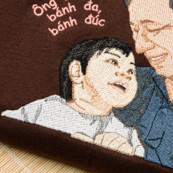 Dự án Áo thun thêu chân dung gia đình: Ông & cháu.