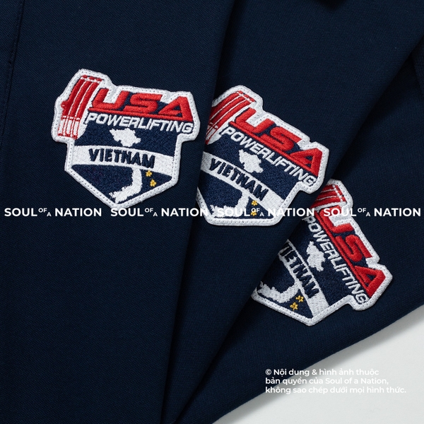 Patch thêu hình ôm viền USA Powerlifting theo yêu cầu