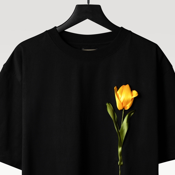 Áo Thêu Thủ Công - Hoa Tulip Ruy Băng Vàng