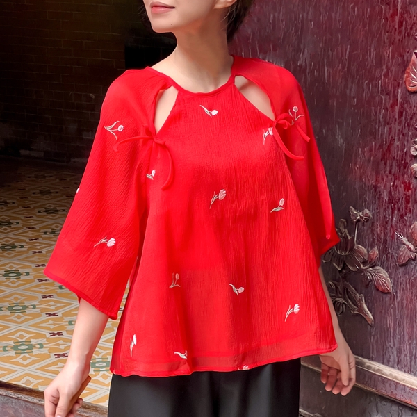 Áo Yếm Voan Nữ Đỏ