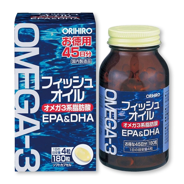 Viên Uống Dầu Cá Orihiro Fish Oil Bổ Sung Omega-3 (EPA, DHA) Nhật Bản Lọ 180 Viên