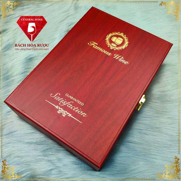 Hộp Gỗ Đôi Famous Wine Đựng Vang 2 Chai