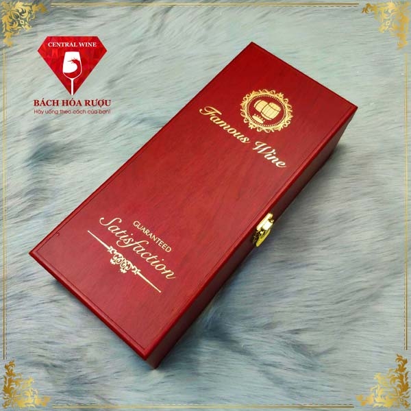 Hộp Gỗ Đơn Famous Wine Sơn Đỏ Cao Cấp