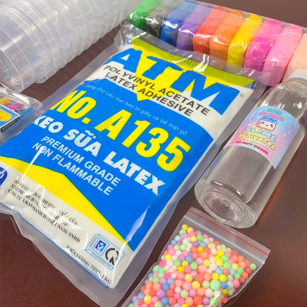 Trọn Bộ Nguyên Liệu Làm Slime Cơ Bản Đầy Đủ Nhất Thành Phẩm Trên 1KG Slime