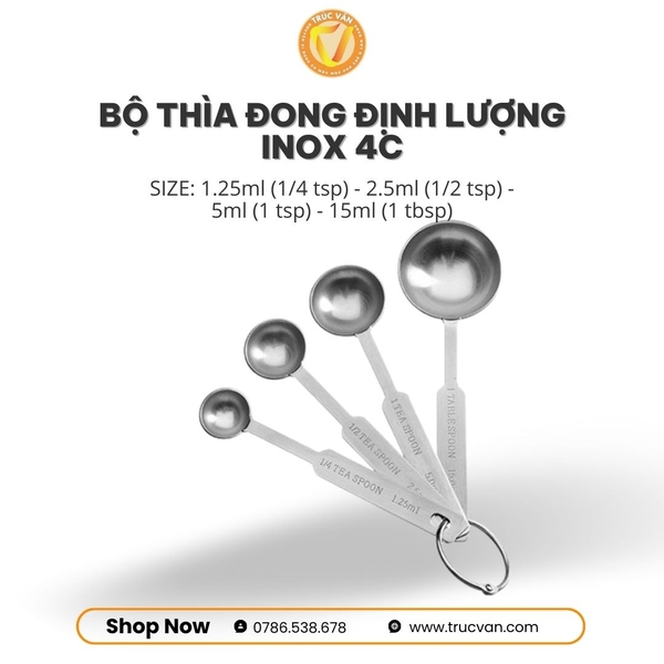 Bộ thìa đong định lượng inox 4c
