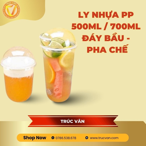 Ly nhựa PP 500ml đáy bầu