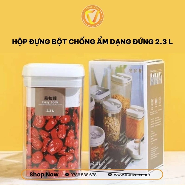 Hộp đựng bột chống ẩm dạng đứng 2,3L