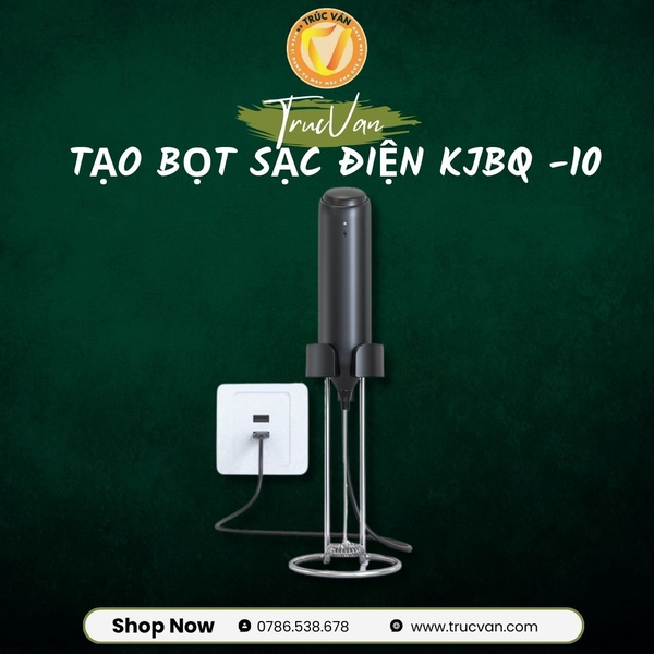 Tạo bọt sạc điện KJBQ-10  (Có giá đỡ kết hợp với sạc)