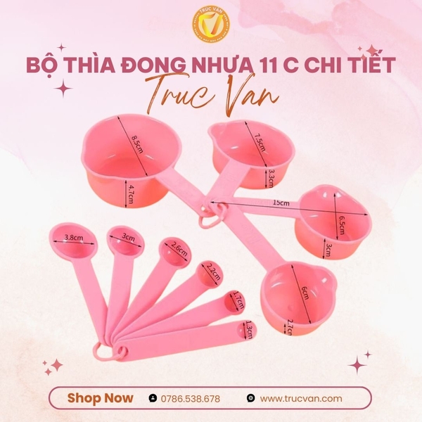 Bộ thìa đong nhựa 11c chi tiết