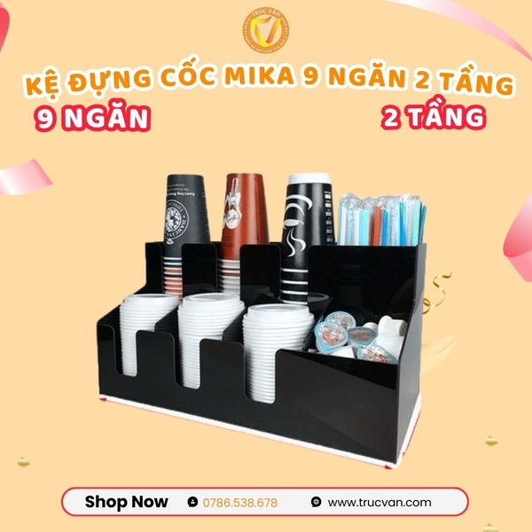 Kệ cốc 9 ngăn 2 tầng nhựa PP
