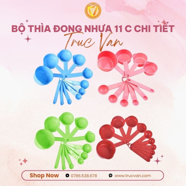 Bộ thìa đong nhựa 11c chi tiết