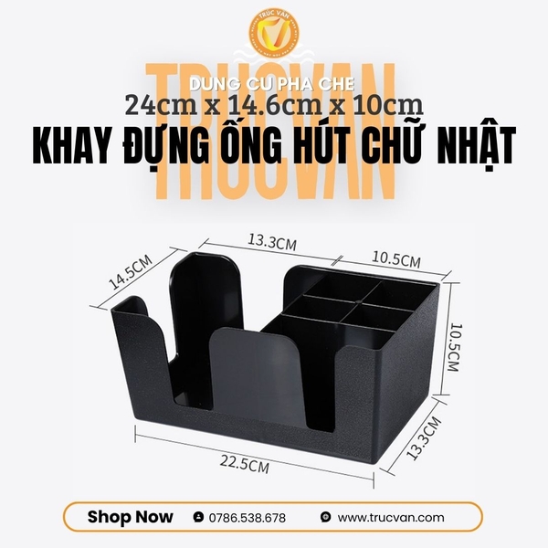 Khay đựng ống hút chữ nhật