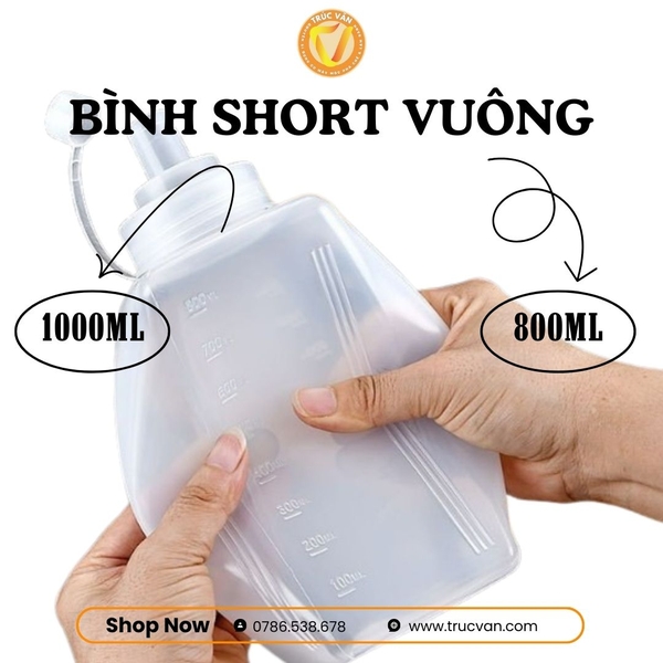 Bình short vuông 1000ml