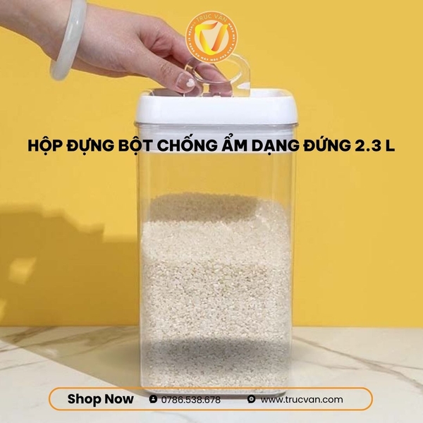 Hộp đựng bột chống ẩm dạng đứng 2,3L