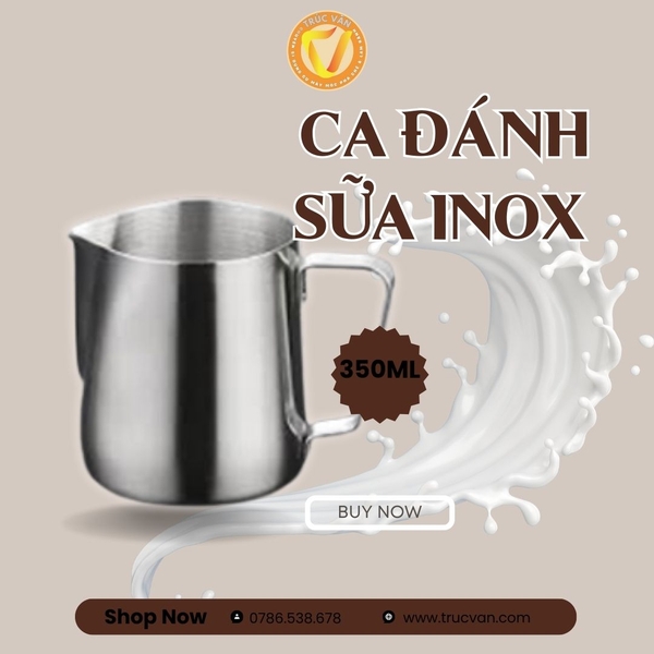 Ca đánh sữa inox 350ml