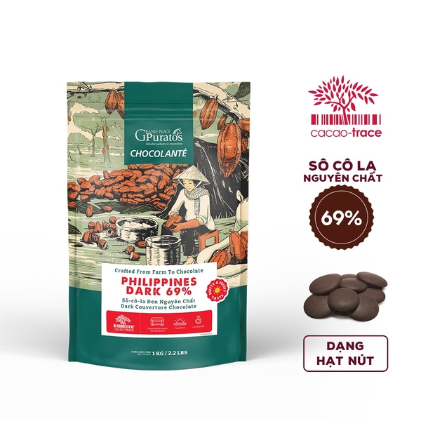 Socola nguyên chất đen Asia 69% CCT nút 1kg