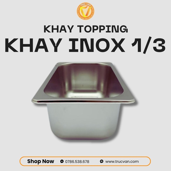 Khay inox 1/3 cao 10cm