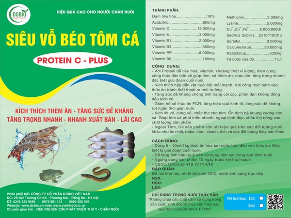 PROTEIN C - PLUS ( SIÊU VỖ BÉO TÔM CÁ ) BÍ QUYẾT GIÚP TÔM CÁ PHÁT TRIỂN TỐT