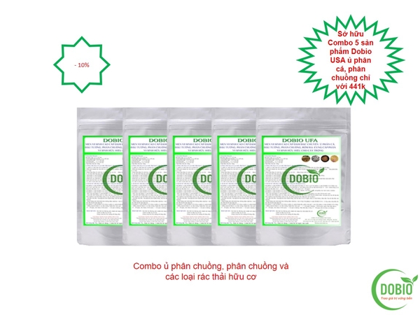 Combo 5 sản phẩm UFA Dobio ủ phân chuồng và mùn bã hữu cơ